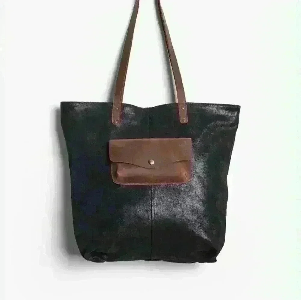 NWT LATICO NJ USA Wilkins Leather Tote Bag Black - Picture 1 of 7